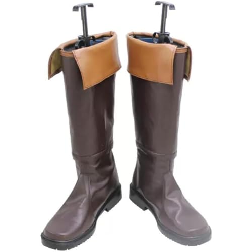 Herren Anime Cosplay Stiefel Für Link Mode PU Leder Fancy Bühne Performance Requisiten Schuhe Halloween Comic Con (Braun,42) von Generisch