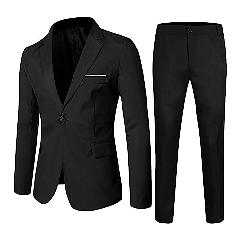 Herren Anzug 2 Teilig Slim Fit Anzüge Business Suit Formal Schnitt Festliche Herrenanzug Hochzeit Modern Hochzeitsanzug Schwarz Weste Hose Set Sakko Klassischer Smoking Blazer Party Suits S-6xl von Generisch
