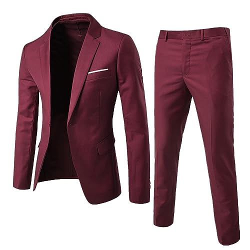 Herren Anzug Modern Smoking Slim Fit Tuxedo mit Taschen Suits Normaler Schnitt Festliche Anzüge Hochzeitsanzug Bequeme 2 Teilig Herrenanzug Einfarbig Business Outfit 1 Knopf Sakko Hose Party Suits von Generisch