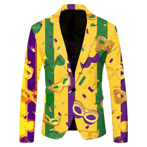 Herren Anzugjacke Karneval Jacquard Bunte Sakko Casual Anzugjacken Sakko Formelle Kleidung für Herren Herren Regular Fit Langarm Mantel Business Jackett für Party Abschlussball Karneval (A, XXXL) von Generisch