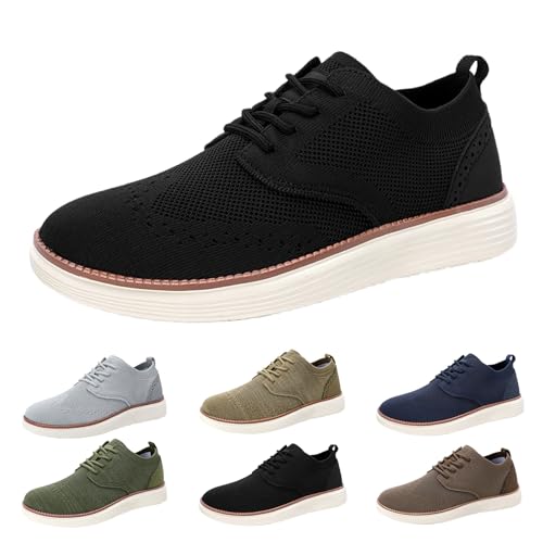 Herren Anzugschuhe Atmungsaktiv Gestrickter Stoff Schnürhalbschuhe leicht Breeze Schuhe Formale Klassische Freizeitschuhe Oxfords Hochzeit Schuhe Memory Foam Insole Leichte Außensohle von Generisch