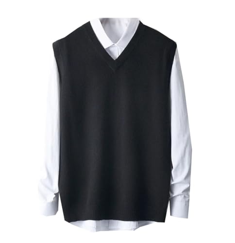 Herren-Arbeitspullover, Merinowolle, ärmellos, Kaschmirweste, einfarbig, Strickweste, Schwarz , XL Herren-Arbeitspullover, Merinowolle, ärmellos, Kaschmirweste, einfarbig, Strickweste, Schwarz , XL von Generisch
