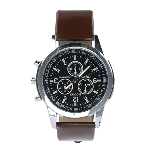 Herren Armband Uhren Blue Three Uhren Auge Gürtel Herrenglas Quarz Herrenuhr Herrenuhr Armbanduhr Der Video (Brown-C, One Size) von Generisch