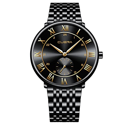 Herren Armband Uhren Herren Business Luxury Fashion Herren Quarzuhr Edelstahlband wasserdicht Digital Armbanduhr Zugband (D, One Size) von Generisch