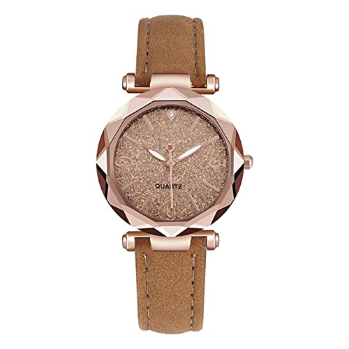 Herren Armband Uhren Schlichte Damenuhr Damenuhr Mittelschüler Gürteluhr Damenuhruhr Edelstahl (Brown, One Size) von Generisch