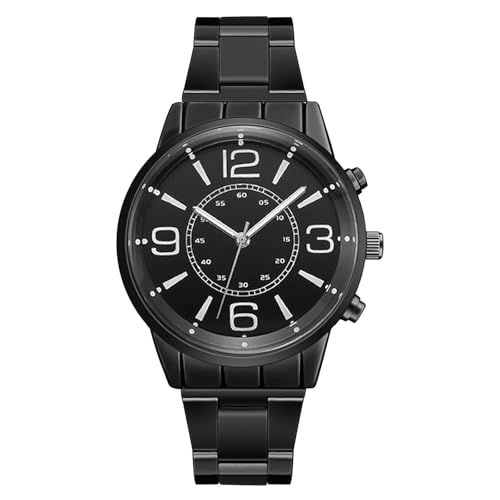 Herren Armbanduhr Herrenuhr Business Wear Luxusuhr Casual Edelstahl Kreative Herren Schwarze Uhr (A, One Size) von Generisch