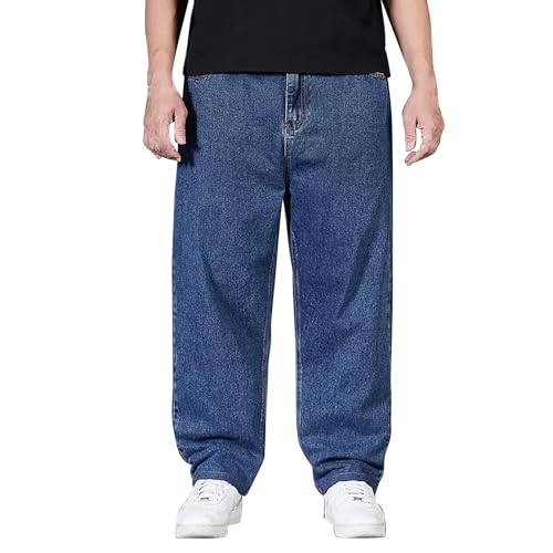 Herren Baggy Jeans mit unregelmäßigen Nähten lässige Mode Y2K Hip Hop Wide Leg DenimHosen Slim Fit Jeans Herren Jeanshose Herren Kurz Cargo Arbeitshose Herren GrößE 32 von Generisch