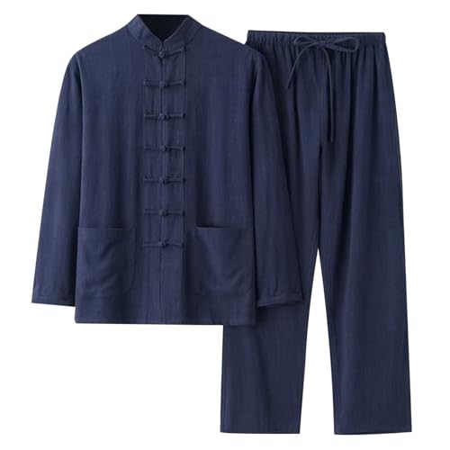 Herren Baumwolle Anzug Sommer Chinesischer Stil Traditionelle Kampfkunst Kung Fu Und Tai Chi Uniform Wushu Klassisch Tangzhuang Langärmelig Hemd Hose Unisex Training Freizeit Kleidung von Generisch