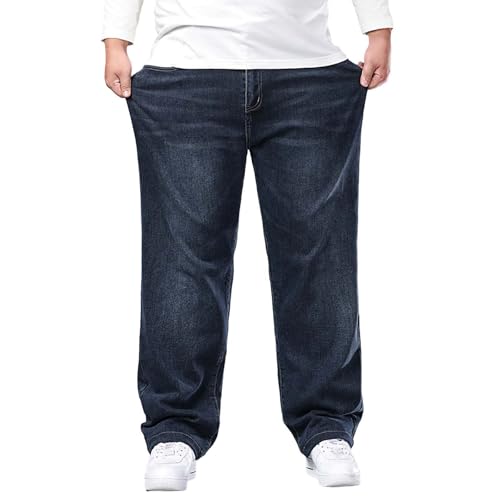 Herren Baumwolle Jeans Fat Plus Große Größe Outdoor Casual Täglich Retro Mode Übergröße Denim 7XL Atmungsaktiv Leicht Elastische Taille, grau, 7XL von Generisch