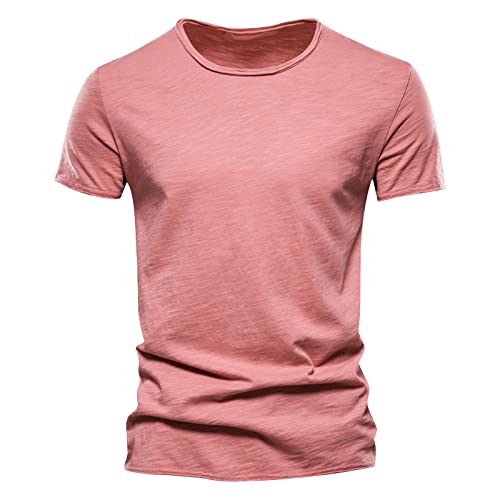 Herren Baumwolle T-Shirt Einfarbig Rundhals Kurzarm Erkek Tişört von Generisch