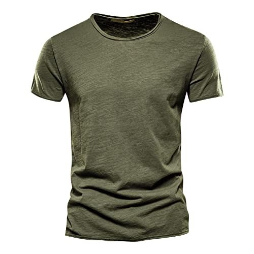 Herren Baumwolle T-Shirt Einfarbig Rundhals Kurzarm Oversized Tshirt Herren von Generisch