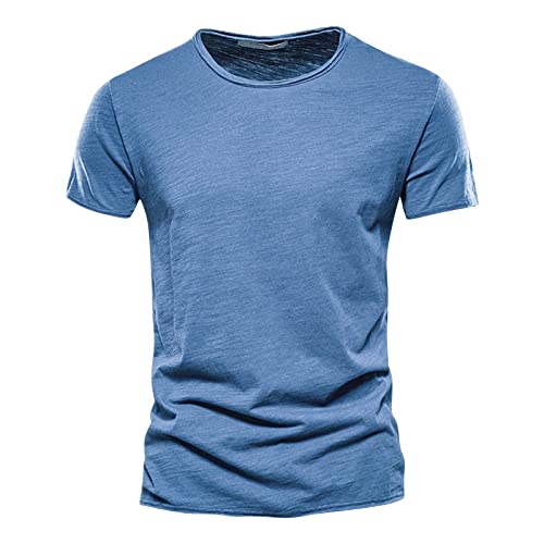 Herren Baumwolle T-Shirt Einfarbig Rundhals Kurzarm T-Shirt Bedrucken von Generisch