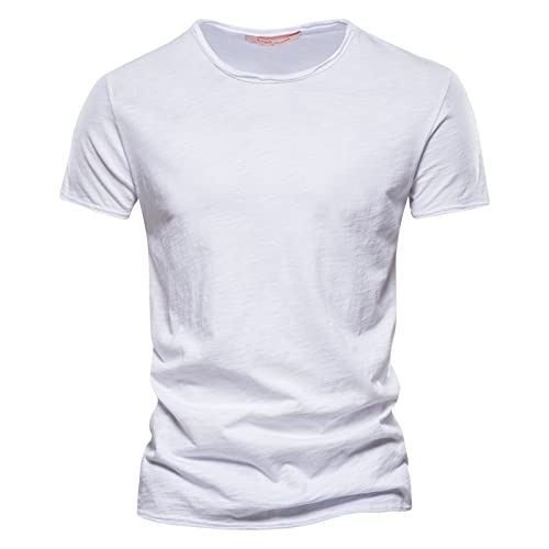 Herren Baumwolle T-Shirt Einfarbig Rundhals Kurzarm Tshirt Herren 5Er Pack von Generisch