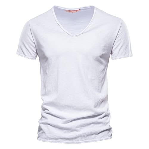 Herren Baumwolle T-Shirt V-Ausschnitt Einfarbig Kurzarm Shirts Herren Herren Baumwolle T-Shirt V-Ausschnitt Einfarbig Kurzarm Shirts Herren von Generisch