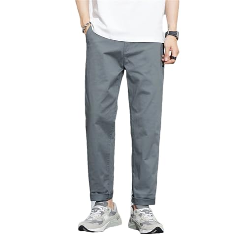 Herren Baumwolle knöchellange Hose dünne Business gerade Arbeitshose, dunkelgrau, 44 von Generisch