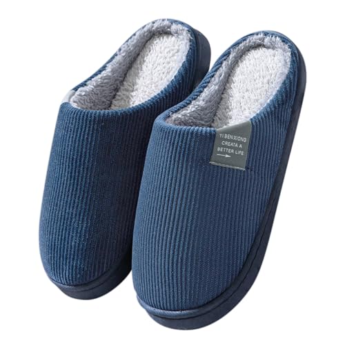 Herren Bequeme Slipper Gestrickte Home Winter Warm Rutschfeste Pantoffeln Hobbyarbeit Bastelarbeiten Slippers Warme Sohle Flauschig Weich Indoor Schuhe (Navy, 42-43) von Generisch