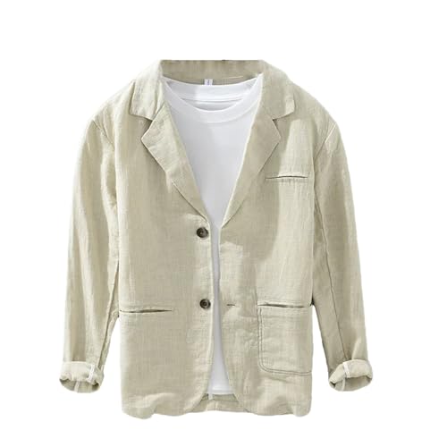 Herren-Blazer, Baumwoll-Leinen, locker, lässig, Anzugjacken, leichte Vintage-Sportjacke für den täglichen Gebrauch, leinen, M von Generisch