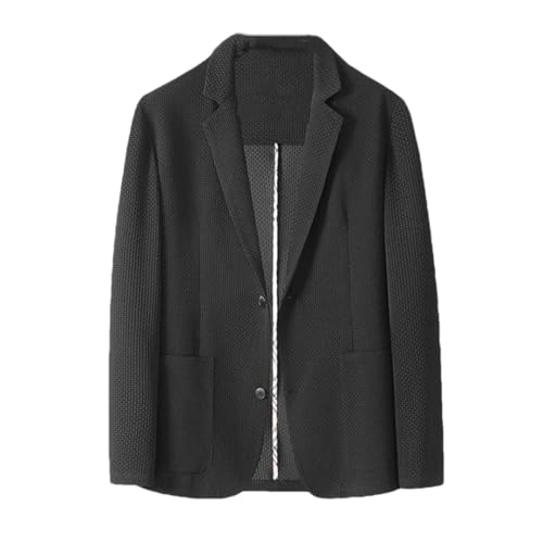 Herren-Blazer, große Größe, dünn, Business, Freizeit, Knöpfe, vorne offen, langärmelig, Revers, Anzugjacke, balck, 5XL von Generisch