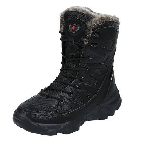 Herren Boots Gefüttert Winterstiefel Wasserabweisend Schneestiefel Atmungsaktiv Winterboots Flauschig Schnürstiefel Leicht Warme Wollstiefel Komfort Wanderstiefel Outdoor Hoch Stiefel von Generisch