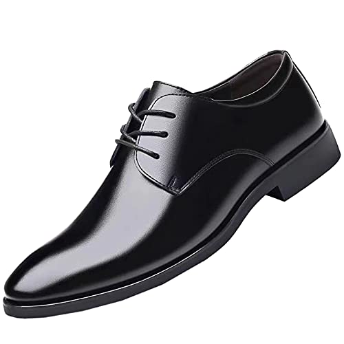 Herren Business formelle Kleid Lederschuhe Schnürschuhe Oxfords Schuhe für Männer bequem weiches Lederfutter spitze Zehen Niedriger Absatz Schuh mit rutschfester Sohle, Schwarz , 41 1/3 EU von Generisch