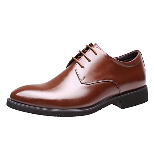 Herren Business formelle Kleid Lederschuhe Schnürschuhe Oxfords Schuhe für Männer bequem weiches Lederfutter spitze Zehen Niedriger Absatz Schuh mit rutschfester Sohle, braun, 41 1/3 EU von Generisch