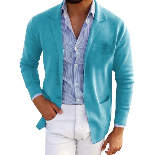 Herren Cardigan V Ausschnitt, Strickjacke Herren Sakko Revers Strickcardigan Casual Langarm Übergangsjacke Mantel Leichte Strickmantel Anzugmantel Knopfleiste Blazer Business Modern Anzugjacke von Generisch