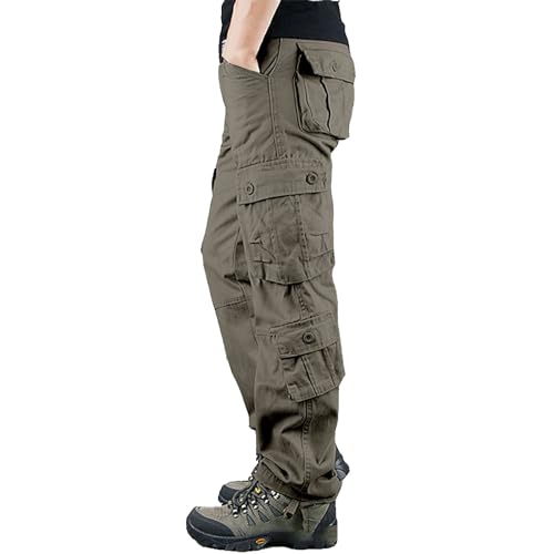 Herren Cargohose Hose Lang Rangerhose Regular Fit mit Taschen Elastischer Bund Jogginghose Wanderhose Arbeitshose Freizeithose Hosen,Sporthose Herren Lang Baumwolle von Generisch
