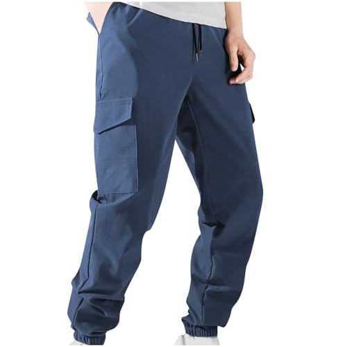 Herren Cargohose Trekkinghose Outdoor Hose mit Taschen Freizeithose Cargo Hosen Stretch Sporthose Lange Stretch Wanderhose Outdoorhose Arbeitshosen Jogginghosen Outlet Marineblau L von Generisch