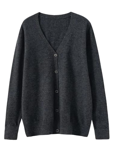 Herren Casual Merino Wolle Cardigan Jacke Langarm V-Ausschnitt Cardigan Knopf Strickpullover Jacke, Dunkelgrau9, M von Generisch