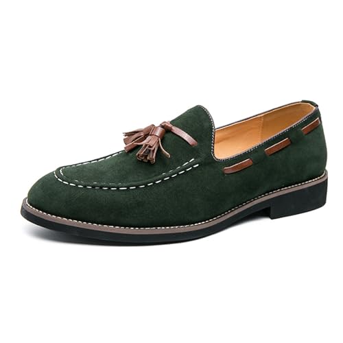 Herren Casual Quaste Schleife Slip On Driving Penny Loafers Bootsschuhe Driver Mokassins, grün, 39 2/3 EU von Generisch