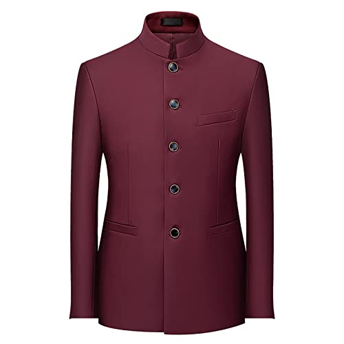 Herren Chinesische Tunika Anzüge, Sakko Herren Slim Fit, Traditionelle Uniform Bräutigam Kleid Mandarinenkragen Formelle Jacke Leichtgewichts Hochzeitsjacke Mit Frontknopf Herrenjacke von Generisch