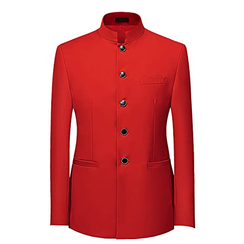 Herren Chinesische Tunika Anzüge, Sakko Herren Slim Fit, Traditionelle Uniform Bräutigam Kleid Mandarinenkragen Formelle Jacke Leichtgewichts Hochzeitsjacke Mit Frontknopf Herrenjacke von Generisch