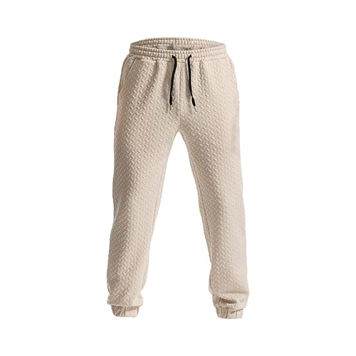 Herren Chinohose Stretch Leichte Stoffhose Slim-Fit Streifen Jogginghose Einfarbig Mit Bündchen Freizeithose Atmungsaktive Sporthose All Match Gerade Hosen Mit Taschen Kordelzug, S-3Xl von Generisch