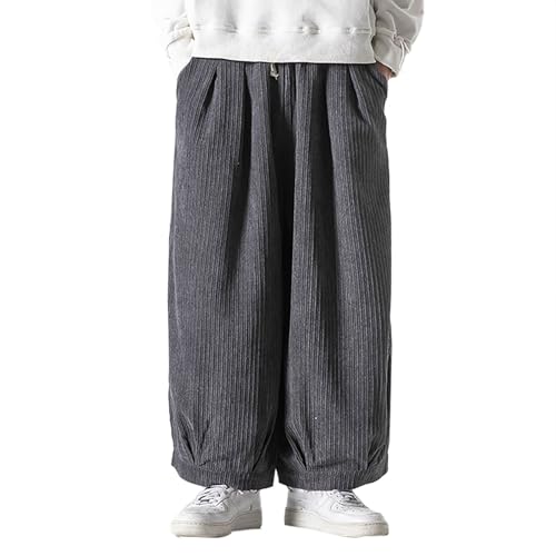 Herren Cordhosen Weite Hosen Elastische Taille Baumwolle Kordelug Haremshose Freizeithose mit Taschen Breitcord mit Gummizug Jogginghose Herren mit Bündchen Hosen Männer Baggy Freizeithose von Generisch