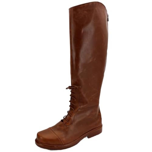 Herren Cosplay Schuhe Stiefel Für Richard O 'Connell Halloween Comic Con Flach PU Leder Lace-up Long Boot (Braun,41) von Generisch