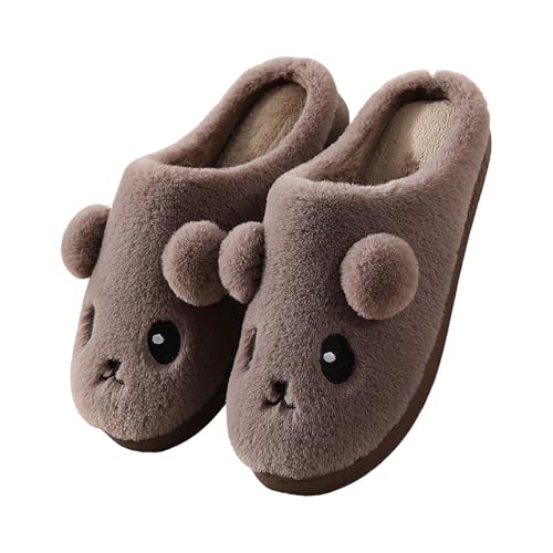 Herren Damen Casual Plüsch Flache Unterseite Herren Hausschuhe Plüsch Mode Damen Hausschuhe Warme Hausschuhe Weihnachten Hausschuhe Slipper Booties für Frauen Indoor Outdoor, coffee, 41 EU von Generisch