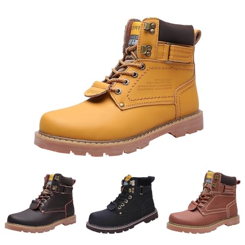 Herren Damen Outdoor WalkingStiefel Wasserdicht Stiefeletten Rutschfest Wanderstiefel BreiteLeichtgewichts Schnürstiefeletten Bequem Arbeitsschuhe Schnürboots Orthopädische Damenstiefel Ankle Boots von Generisch