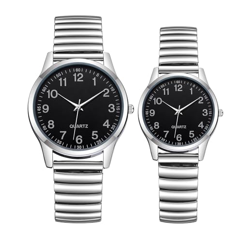 Herren Damen Paar Armbanduhr Quarz Paar Uhren Analog Klassisch Runde Ceramic Keramik Band Partner Freundschafts Uhr Schwarz Weiß Geschenk Valentinstag (Paar Uhren-Schwarz) von Generisch