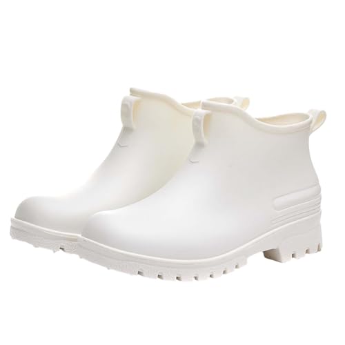 Herren Damen Regen Freizeitschuhe Kurz On Stiefel Wasser Knöchel Outdoor Mode Herren Freizeitschuhe Männer Casual Loafer, weiß, 37 1/3 EU von Generisch
