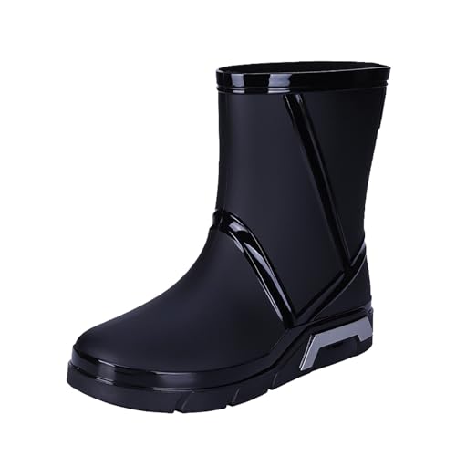 Herren Damen Regenschuhe mit Kordelzug elastischem Mund Gummischuhe Slipper Ölkochschuhe Diabetiker Schuhe Weit Anti-Rutsch Halbhohe Gummistiefel Rain Boots Halbe Regen Stiefeletten Spaziergang von Generisch