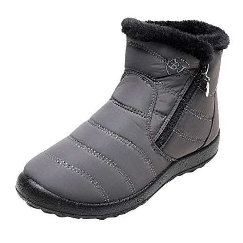 Herren Damen Winter Schneestiefel Pelzfutter Wasserdicht Slip On Outdoor Warm Ankle Boot Rutschfest Schneestiefel Pelz Gefüttert Wasserdicht Stiefel Rutschfest Weite Passform Winter Wanderschuhe, grau von Generisch
