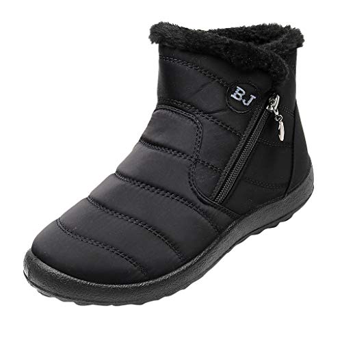 Herren Damen Winter Schneestiefel Pelzfutter Wasserdicht Slip On Outdoor Warm Ankle Boot Rutschfest Schneestiefel Pelz Gefüttert Wasserdicht Stiefel Rutschfest Weite Passform Winter Wanderschuhe von Generisch
