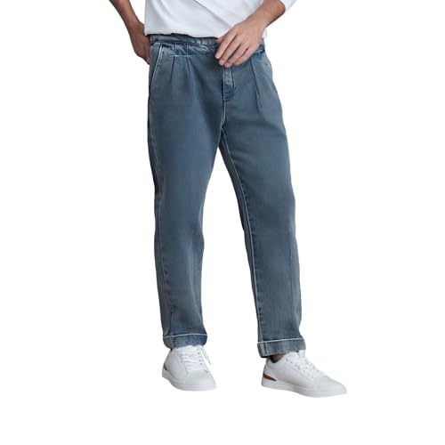 Herren-Denim-Hose, elastische Taille, elastische Taille, Schlupf-Jeans, Hose, entspannte gerade Passform, Denim-Jeans, atmungsaktiv, bequeme Arbeitskleidung, blau, 46 Herren-Denim-Hose, elastische Taille, elastische Taille, Schlupf-Jeans, Hose, entspannte gerade Passform, Denim-Jeans, atmungsaktiv, bequeme Arbeitskleidung, blau, 46 von Generisch