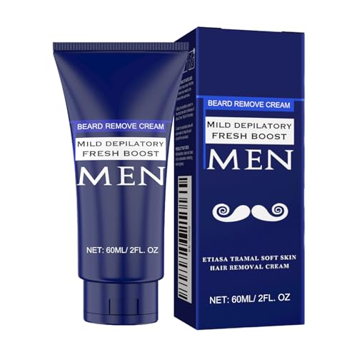 Herren -Depilatory Cream | 5 Zoll Entfernung von Körpergesichtshaaren | 60 ml empfindliche Lederfeuchtigkeitsformel | Schmerzlose Behandlung für Beine Brustarme Bikini Tägliche Pflege oder besondere von Generisch