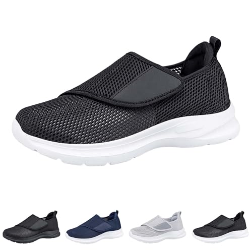 Herren Diabetiker-Schuhe, extra breite Passform, leicht zu schließen, verstellbar, orthopädische Hausschuhe, rutschfest, leicht, Wander-Sneaker für ältere Menschen, geeignet für geschwollene Füße von Generisch