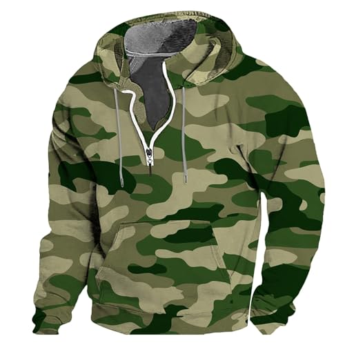 Herren Digital Camo Hoodie Military Pixel Muster Sweatshirt Taktischer Pullover mit Reißverschluss Warme Fleece Digitaldruck Jacke Outdoor Jagd Top Camouflage Kapuzenpullover Mehrfarbig Armee Stil, AG von Generisch