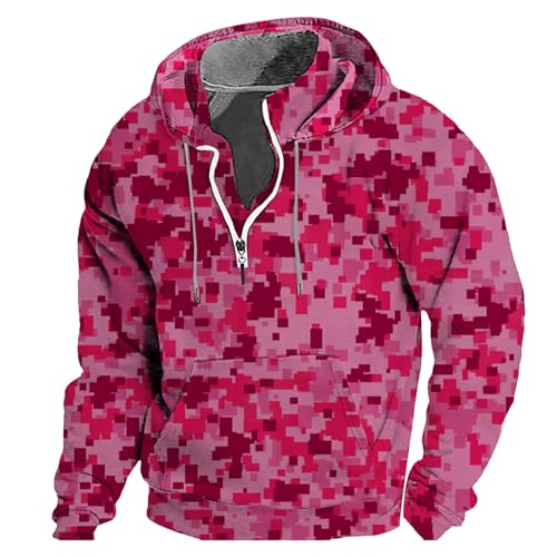Herren Digital Camo Hoodie Military Pixel Muster Sweatshirt Taktischer Pullover mit Reißverschluss Warme Fleece Digitaldruck Jacke Outdoor Jagd Top Camouflage Kapuzenpullover Mehrfarbig Armee Stil, von Generisch