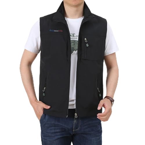 Herren Dünnes Ärmellose Weste Frühling Arbeitsweste mit Vielen Taschen Sommer Leicht Freizeitweste Sportweste Atmungsaktive Anglerweste Schnelltrocknend Outdoorweste Arbeitsjacke von Generisch