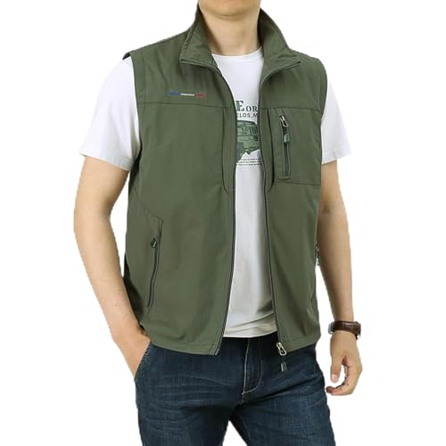 Herren Dünnes Ärmellose Weste Frühling Arbeitsweste mit Vielen Taschen Sommer Leicht Freizeitweste Sportweste Atmungsaktive Anglerweste Schnelltrocknend Outdoorweste Arbeitsjacke von Generisch