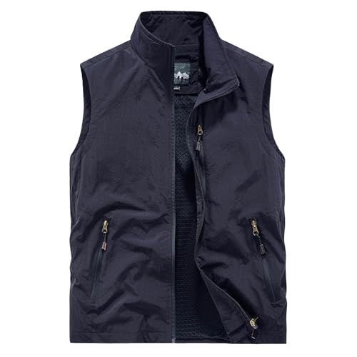 Herren Dünnes Ärmellose Weste Frühling Arbeitsweste mit Vielen Taschen Sommer Leicht Freizeitweste Sportweste Atmungsaktive Anglerweste Schnelltrocknend Outdoorweste Arbeitsjacke von Generisch